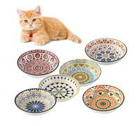 Ciotola Per Gatti Policromatico - 6 Ciotole Gatto, Ceramica, Utilizzabile nel Microonde e Lavastoviglie, Per Nutrire e Abbeverare i Gattini