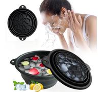 Ciotola per il ghiaccio in silicone per il viso, portatile, pieghevole, in silicone, con vassoio per il ghiaccio integrato, raffreddamento rapido per alleviare il gonfiore, accessori da bagno, uso