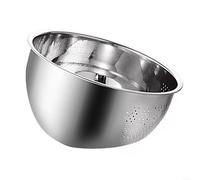 Ciotola per il lavaggio del riso in acciaio inox resistente con filtro a rete fine e fondo inclinato unico per un flusso d'acqua veloce e una manipolazione sicura degli alimenti (201 materiale 23 cm)