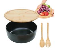 Ciotola per Insalata - Ciotole Grandi Per Servire Con Coperchi - Servizio In Legno Con Cucchiaio E Forchetta Per Cucina Casa Cereali Frutta Snack Mescolatura Cottura Preparazione Pasti