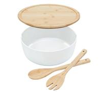 Ciotola per Insalata | Ciotole Grandi Per Servire Con Coperchi,Servizio In Legno Con Cucchiaio E Forchetta Per Cucina Casa Cereali Frutta Snack Mescolatura Cottura Preparazione Pasti