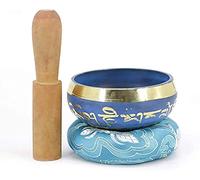 Ciotola per la meditazione consapevole Campana tibetana in metallo fatta a mano crea un suono meraviglioso 3,7 pollici Set di campane tibetane in metallo Set di campane for yoga con bastone e cuscino