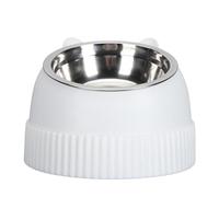 Ciotola per Mangiatoia per Gatti più Lenta, Ciotola per Gatti Multifunzione Doppia Rialzata in Plastica Antiscivolo per Gatti e Cuccioli (WHITE)