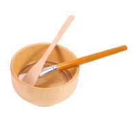 Ciotola per Maschera Viso in Legno, Set Tre Pezzi, Portatile | Bordo Anti-goccia, Resistente a Strappi e Urti, Pennello e Spatola, per Amici Creativi