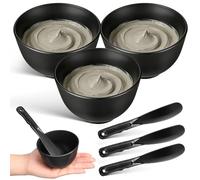 Ciotola per Maschera Viso in Silicone Nera, Set da 3 Pezzi | Riutilizzabile, Fondo Profondo e Superficie Liscia, per Skincare Fai e Uso Domestico