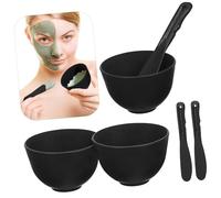 Ciotola per Maschera Viso Set Spatola in Silicone, Nera | Crema e Routine di Bellezza, Fondo Profondo e Stesura Uniforme, Riutilizzabile e Flessibile