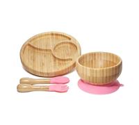 Ciotola per Neonati Ciotola for l'alimentazione del bambino Piatto for la cena for bambini Stoviglie for l'alimentazione dei bambini in legno con ventosa in silicone Cucchiaio for forchetta in legno P