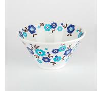 Ciotola Per Noodle Giapponese Mino Ware Ramen Udon Soba Giardino Fiorito Blu