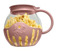Ciotola per popcorn per microonde, in vetro borosilicato da 2 l, con coperchio e manici, ciotola in vetro borosilicato per microonde e senza BPA, per serate cinematografiche per bambini
