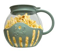 Ciotola per popcorn per microonde, in vetro borosilicato da 2 l, con coperchio e manici, ciotola in vetro borosilicato per microonde e senza BPA, per serate cinematografiche per bambini