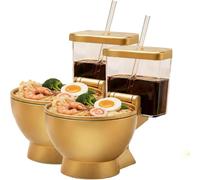 Ciotola per ramen a forma di WC, con tazza e cannuccia integrati, ciotola in ceramica riutilizzabile per noodle e bevande per spaghetti istantanei, ramen, regalo unico per gli amanti del cibo (2 pezzi