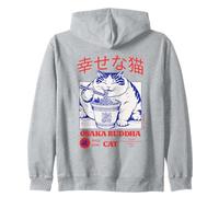 Ciotola per ramen giapponese retrò anni '90 con gatto Happy Buddha Felpa con Cappuccio
