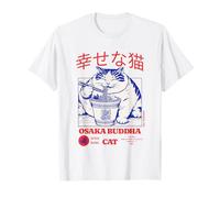 Ciotola per ramen giapponese retrò anni '90 con gatto Happy Buddha Maglietta