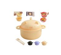 Ciotola per ramen per microonde, 2026, adatta al microonde, con coperchi/maniglie/cucchiaio/bacchette/forchetta, carino maiale per ramen, ciotola portatile per tagliatelle al microonde, per casa