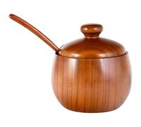 Ciotola per sale e pepe in legno di acacia con coperchio, piccolo cucchiaio incluso per un facile utilizzo, ideale per conservare condimenti in cucina