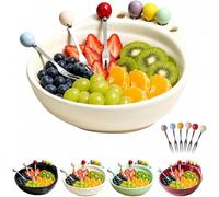 Ciotola per snack a forma di piede con forchette per frutta integrate，A | Fruit Platter And Forks Set,Large Capacity Decorative,Party Platter Fruits Holder Bowl for Afternoon Tea Tim
