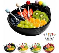 Ciotola per snack a forma di piede con forchette per frutta integrate，B | Fruit Platter And Forks Set,Large Capacity Decorative,Party Platter Fruits Holder Bowl for Afternoon Tea Tim
