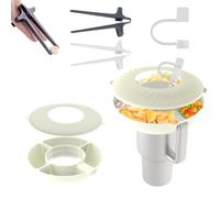 Ciotola per Snack per Stanley Cup Set, Vassoio per Snack in Silicone con Coperchio, 4 Scomparti Riutilizzabili per Stanley 40oz Adatto per Caramelle Popcorn Auto Cinema (Bianco)