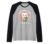 Ciotola per tagliatelle con Gatto con Scritta I Just Really Love Ramen Maglia con Maniche Raglan