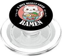 Ciotola per tagliatelle con gatto con scritta "I Just Really Love Ramen" PopSockets PopGrip per MagSafe