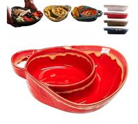 Ciotola per zuppa e sandwich, set di piatti per zuppe e sandwich, zuppe e ciotole in ceramica, set di ciotole per zuppe e pane, in gres porcellanato a doppio scomparto, set di ciotole per insalata