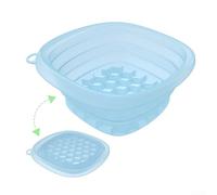 Ciotola pieghevole in silicone con griglia integrata per ghiaccio per crioterapia facciale e recupero post-allenamento (blu)