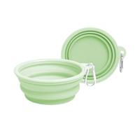 Ciotola pieghevole per cani, 2 Pezzi, Ciotola da viaggio, mangiatoia e abbeveratoio - ideale per viaggio, passeggiate e uso quotidiano, Lavabili in Lavastoviglie (Verde, 350 ml)