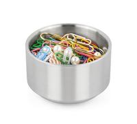 Ciotola Porta Graffette in Acciaio Inox, Dorato Dispenser Portaoggetti per Graffette, Organizer per Contenere Fermagli e Piccole Parti Accessori, Scrivania da Ufficio, Design Impilabile (Argento)
