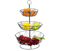 Ciotola portafrutta in metallo a 3 ripiani per frutta da bancone con supporto per frutta in metallo a 3 livelli - cestino per frutta a goccia di frutta multifunzionale, scaffale per verdure rimovibile