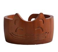 Ciotola portatile in legno per filati, organizzatore a forma di gatto, accessorio multifunzione per maglieria e uncinetto (colore vintage)