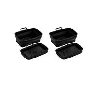 Ciotola quadrata pieghevole in silicone per friggitrice ad aria, confezione da 2 Black