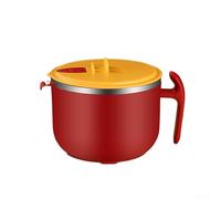 Ciotola Ramen da 1200 ml con coperchio e manico, ciotola per pasta resistente al calore per noodles, zuppa e riso, lavabile in lavastoviglie, verde (rosso)