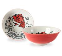 Ciotola ramen Medetai ceramica giapponese Mino ware orata rossa made in Japan
