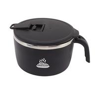 Ciotola ramen, pentola ramen con coperchio e rivestimento in acciaio inossidabile pentola per pasta portatile per la stanza del dormitorio del college di home office (Nero)