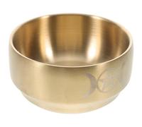 Ciotola Rituale Tripla Fase Lunare in Ottone e Rame per Altare Magico | Finitura Oro, Stile Classico, per Incenso e Candele, Decorazione Mistica per Pratiche Spirituali