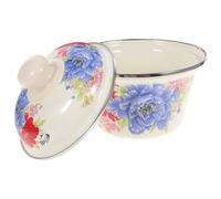 Ciotola Smaltata Zuppiera Con Coperchio Da Portata Di Smalto Vintage