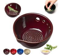 Ciotola spelafili per erbe aromatiche con grattugia, strumento spogliarellista 2 in 1 con 5 dimensioni di fori, grattugia per aglio ed erbe aromatiche fatte a mano, utensili da cucina efficienti per