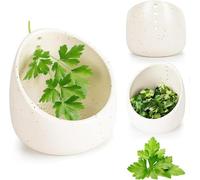 Ciotola spogliarellista in ceramica, utensili da cucina per la rimozione delle radici, strumento da cucina fatto a mano, per separare foglie e steli (bianco)