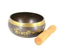 Ciotola Tibetana da Meditazione 11, 5cm con Battente | Rame e Legno, Suono Armonico Ambientale, Incisione Decorativa per Vipassana e Casa