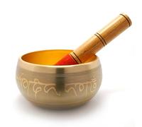 Ciotola tibetana da meditazione da 10,2 cm con design Gautam Buddha, materiale ottone (oro)