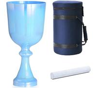 Ciotola tibetana di cristallo a forma di calice del Graal for la guarigione del suono a 432 Hz, con custodia e mazzuolo in pelle scamosciata, impugnatura for la meditazione, colore blu.(F Note,6 inch)