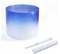 Ciotola tibetana di cristallo colorata con percussore in pelle scamosciata e anello di tenuta, ciotola tibetana trasparente for il suono dei chakra, for yoga, meditazione, bagno sonoro, sfumatura blu(