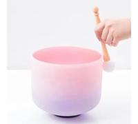 Ciotola tibetana di cristallo for chakra del cuore, con nota Fa arcobaleno, da 8 pollici, con martello di gomma e anello di tenuta, ciotola sonora in quarzo satinato sfumato viola-rosa for yoga, medit