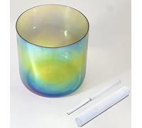 Ciotola tibetana in cristallo alchemico verde con percussore in cristallo, battente in pelle scamosciata e anello di tenuta, ciotola tibetana trasparente for il suono dei chakra, for bagno sonoro di m