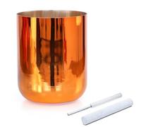 Ciotola tibetana in cristallo color arancione con percussore in cristallo, battente in pelle scamosciata e anello di tenuta, ciotola tibetana trasparente for il suono dei chakra, for bagno sonoro di m