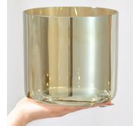 Ciotola tibetana in cristallo di quarzo colorato con percussore in pelle scamosciata, anello di tenuta for la meditazione, guarigione sonora, rilascio della pressione(E note,6 inch)