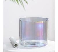 Ciotola tibetana in cristallo di quarzo for meditazione e bilanciamento dei chakra con percussore in pelle scamosciata e anello di tenuta(G note,7 inch)