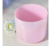 Ciotola tibetana in cristallo di quarzo rosa for bagno sonoro di meditazione yoga, con custodia for il trasporto, martello in pelle scamosciata e anello di tenuta.(440Hz,8.5inch D#3)