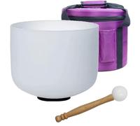 Ciotola tibetana in cristallo di quarzo smerigliato con nota C da 9 pollici, for chakra della radice, con mazzuolo in pelle scamosciata con anello a O e custodia for il trasporto, for yoga, meditazion