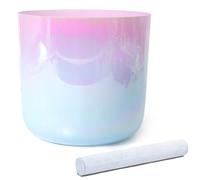 Ciotola tibetana in cristallo sfumato rosa-ciano con bacchetta in pelle scamosciata e anello di tenuta, ciotola tibetana in quarzo for chakra, meditazione yoga e bagno sonoro.(440Hz,8"E)